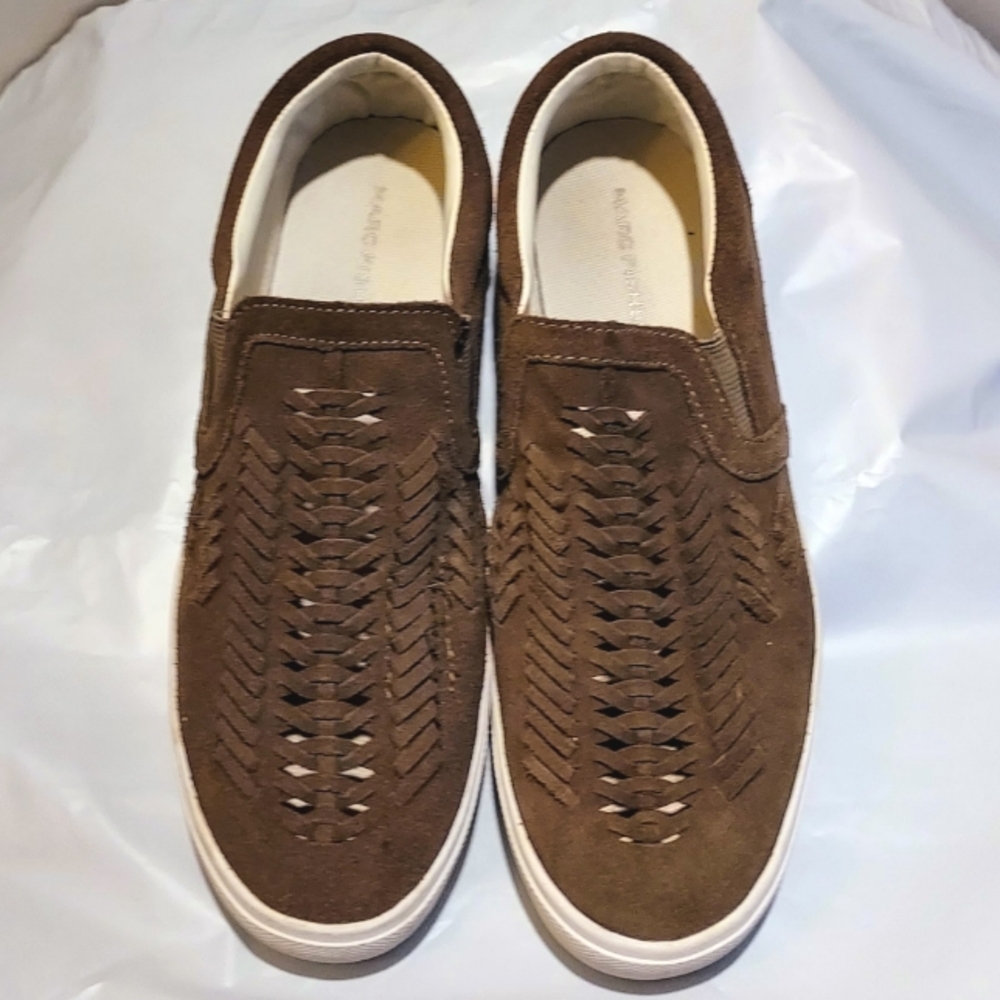 Marc Fisher Chocolate Brown Basket Weave Slip Ons